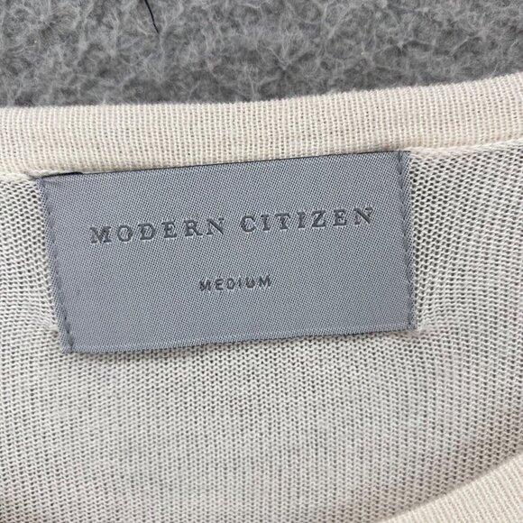 Modern Citizen Sweater Womens Medium Ivory Tied Front Lightweight Knit Pullover - Picture 5 of 11